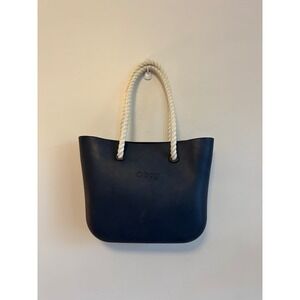 O Bag Classic Navy Blue Rubber Tote with Rope Handles & Interchangeable Straps